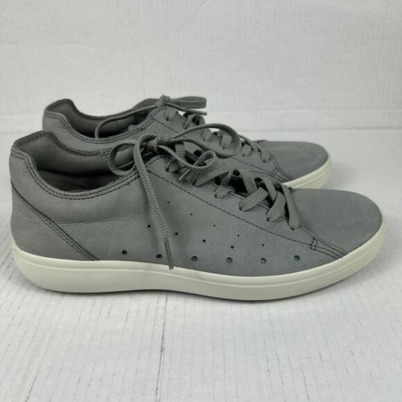 ECCO MEN'S SOFT EU 42 8-8.5 CLOUD LEATHER SNEAKER WILD DOVE CASUAL GRAY - Picture 1 of 6